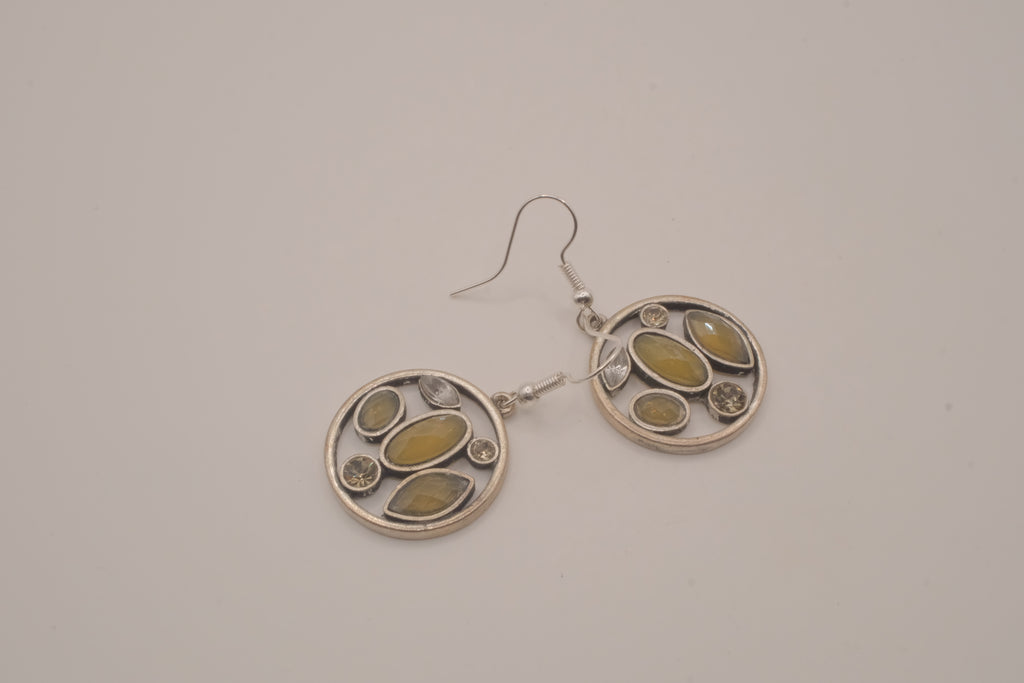 Vintage Olive green ornate drop earrings
