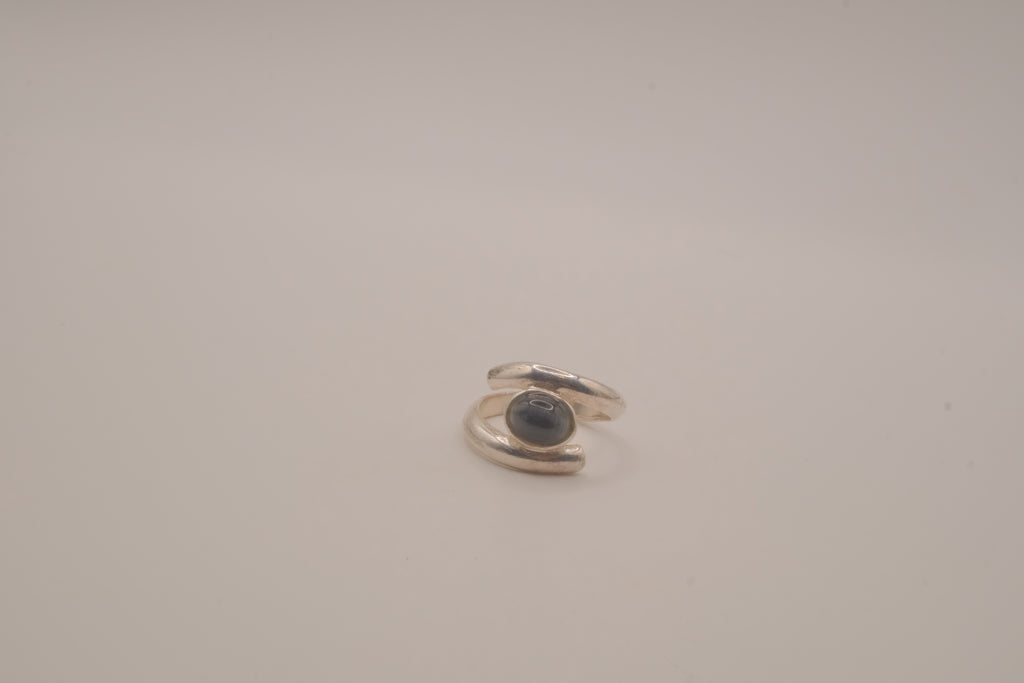 Vintage silver tone bypass ring