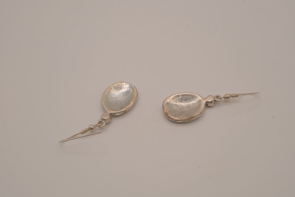 Vintage silver tone wampum drop earrings