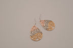 Mixed tone filigree teardrop dangle earrings