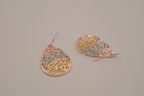 Mixed tone filigree teardrop dangle earrings