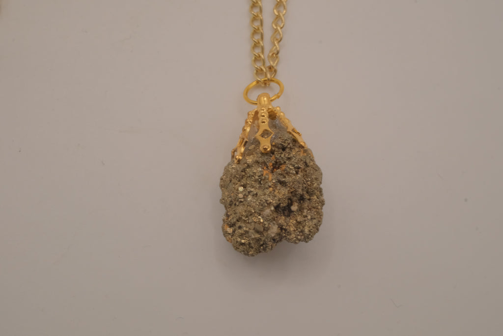 Raw pyrite pendant necklace