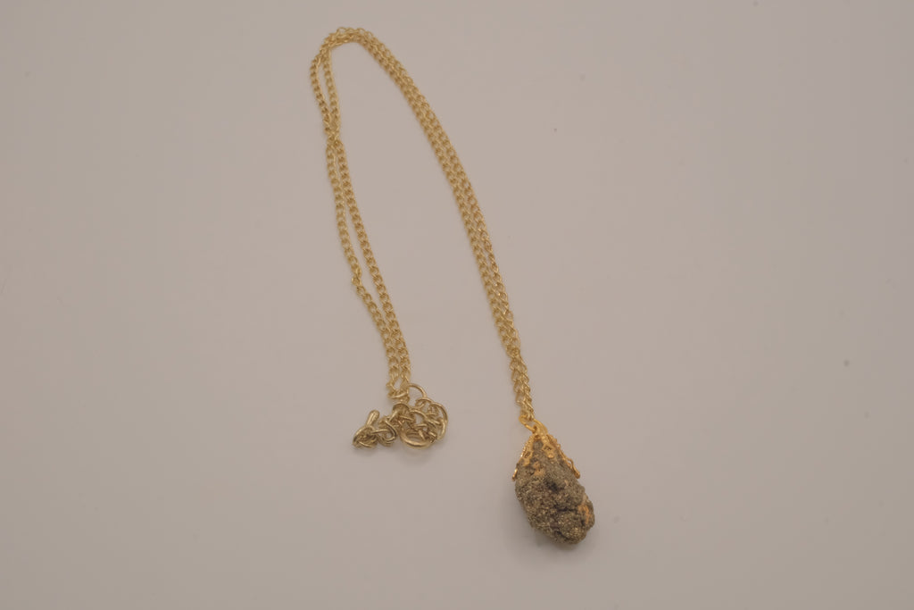 Raw pyrite pendant necklace