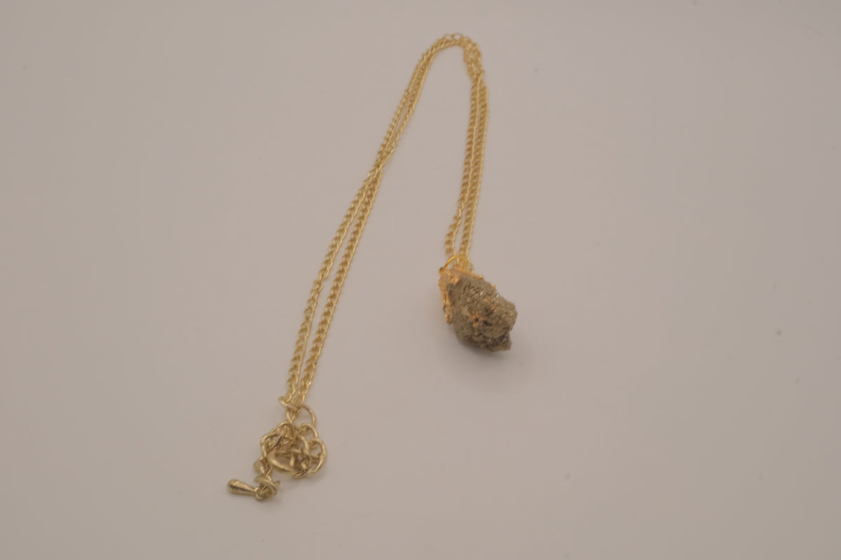 Raw pyrite pendant necklace