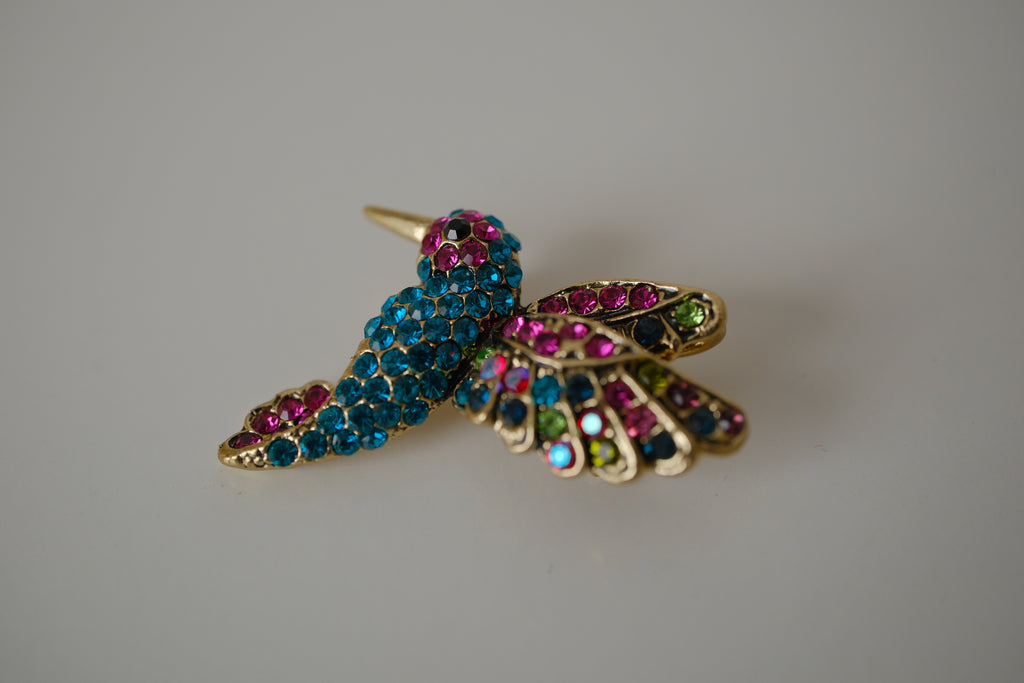 Vintage rhinestone hummingbird brooch