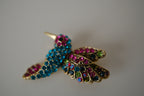 Vintage rhinestone hummingbird brooch