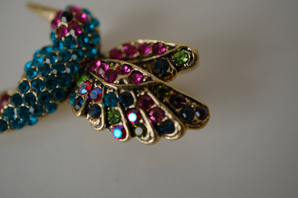 Vintage rhinestone hummingbird brooch