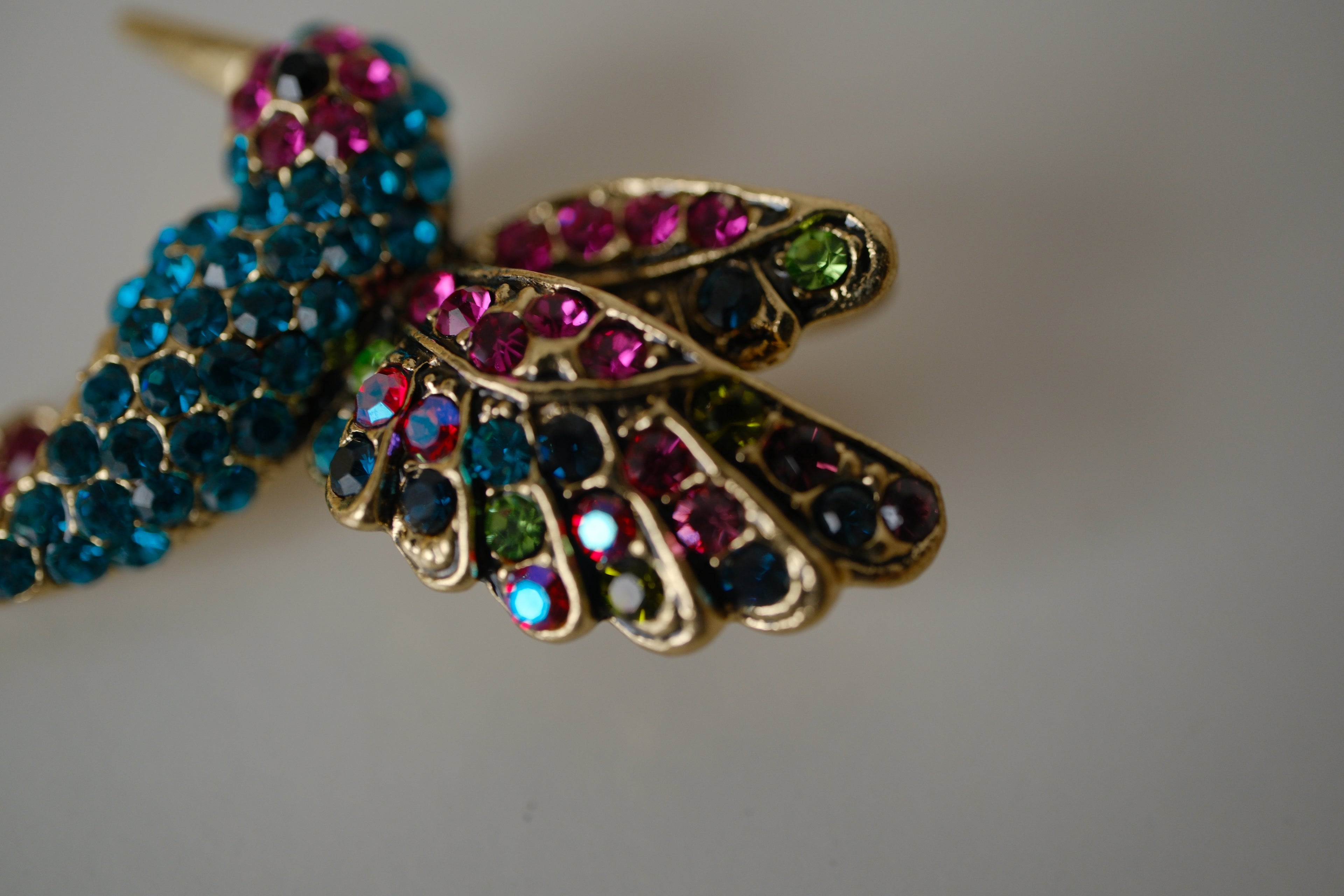 Vintage rhinestone hummingbird brooch