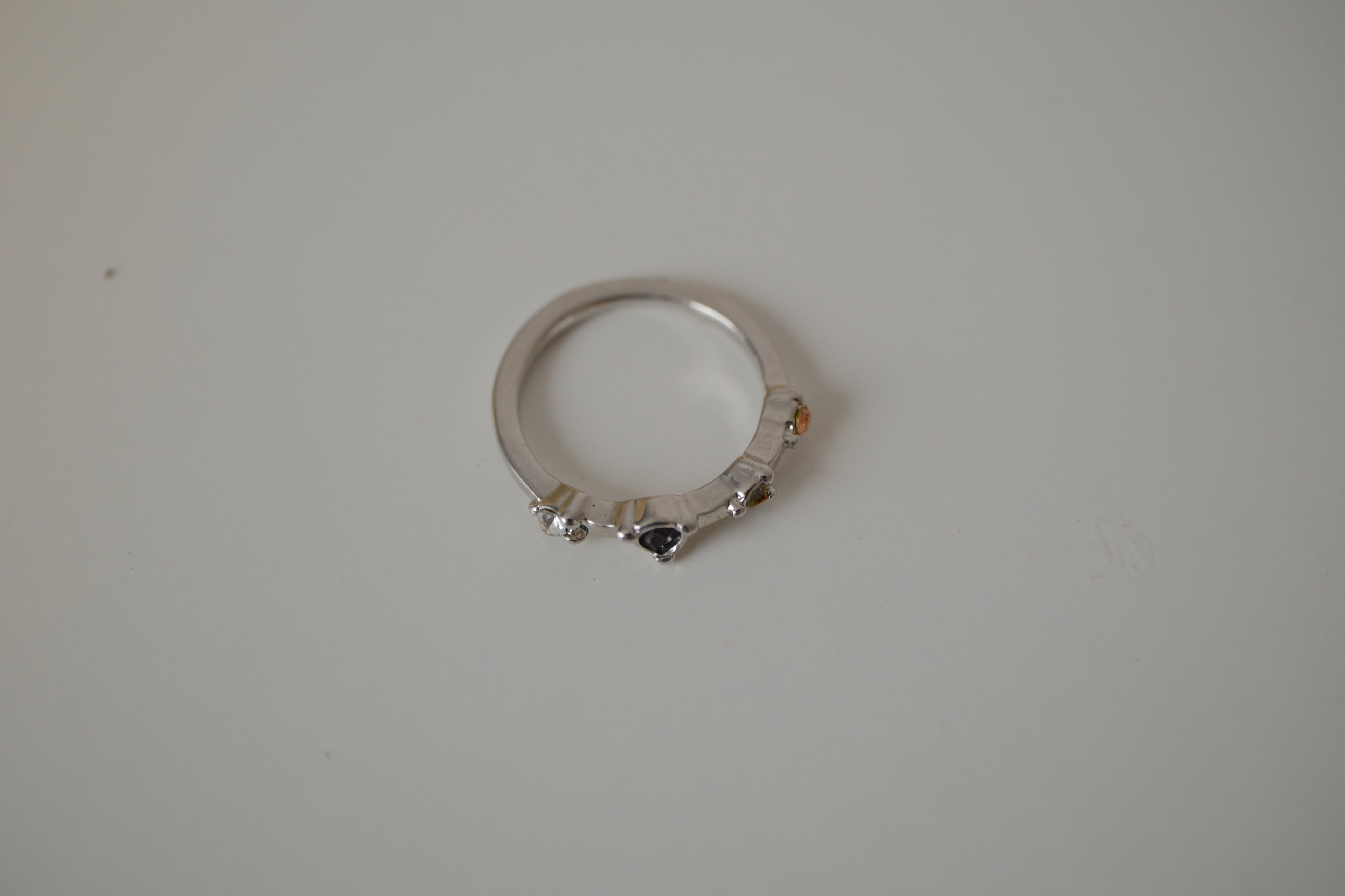 Silver tone multi stone ring