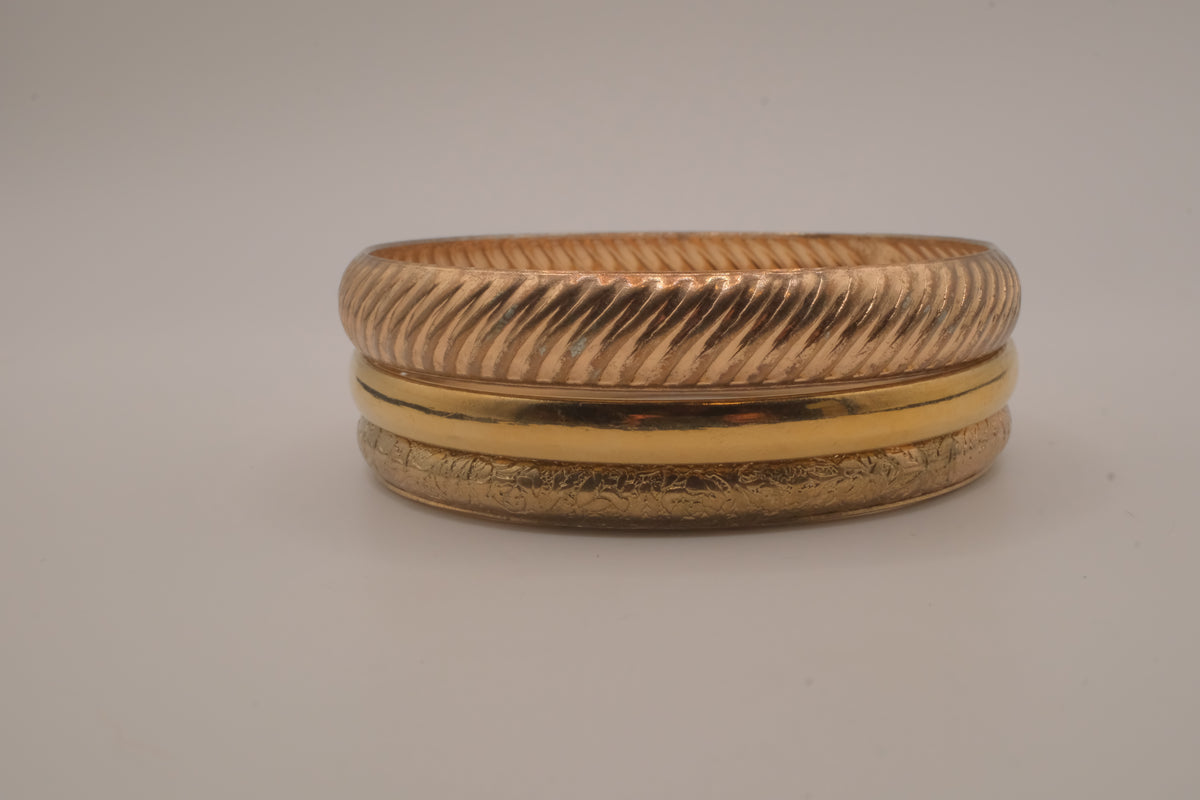 Gold-tone 3 set chunky bracelet stack