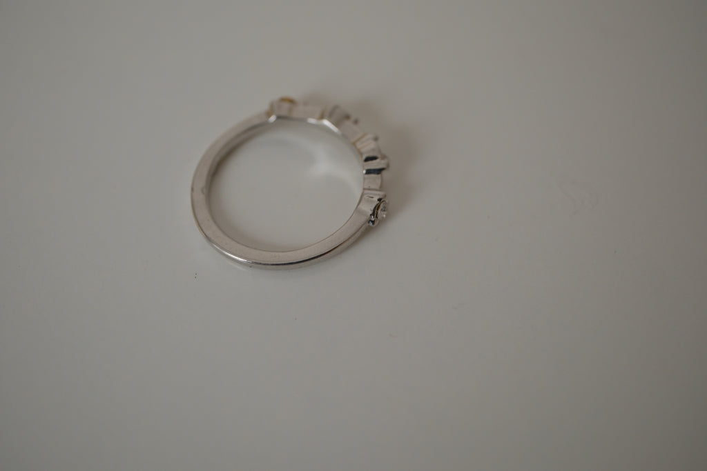Silver tone multi stone ring