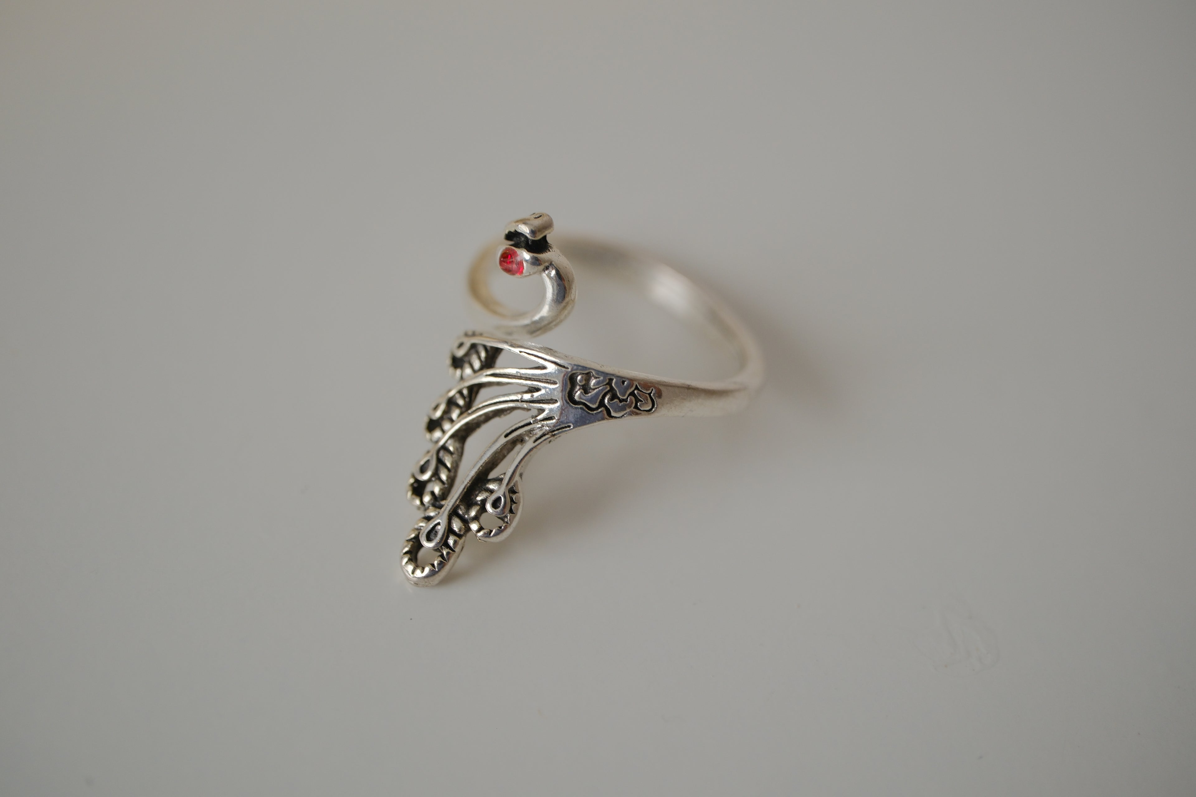 Silver tone Peacock ring