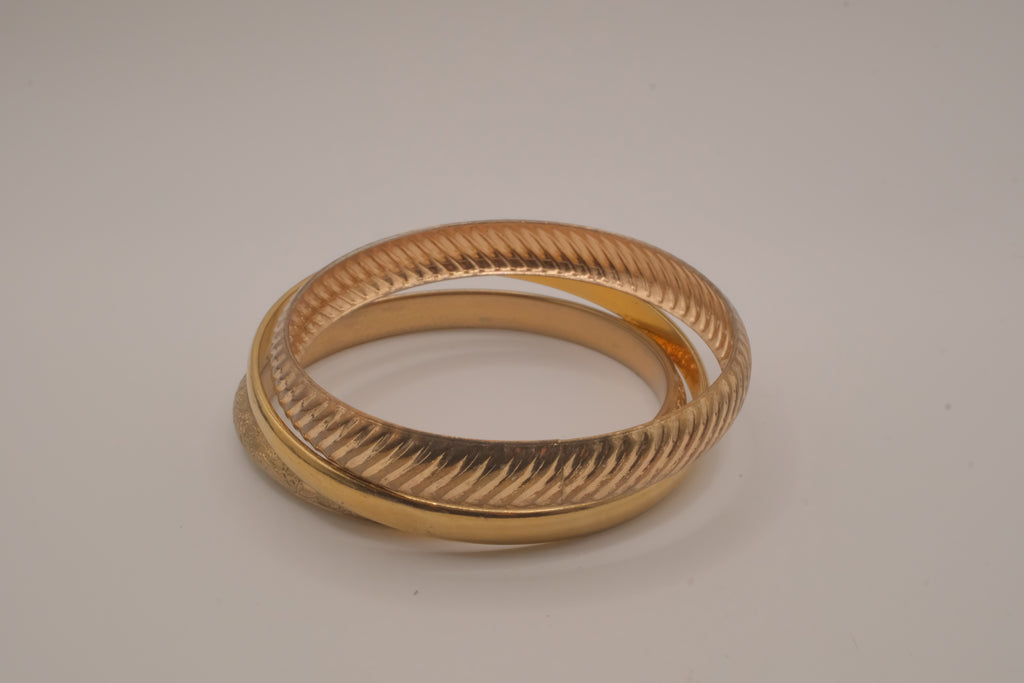 Gold-tone 3 set chunky bracelet stack