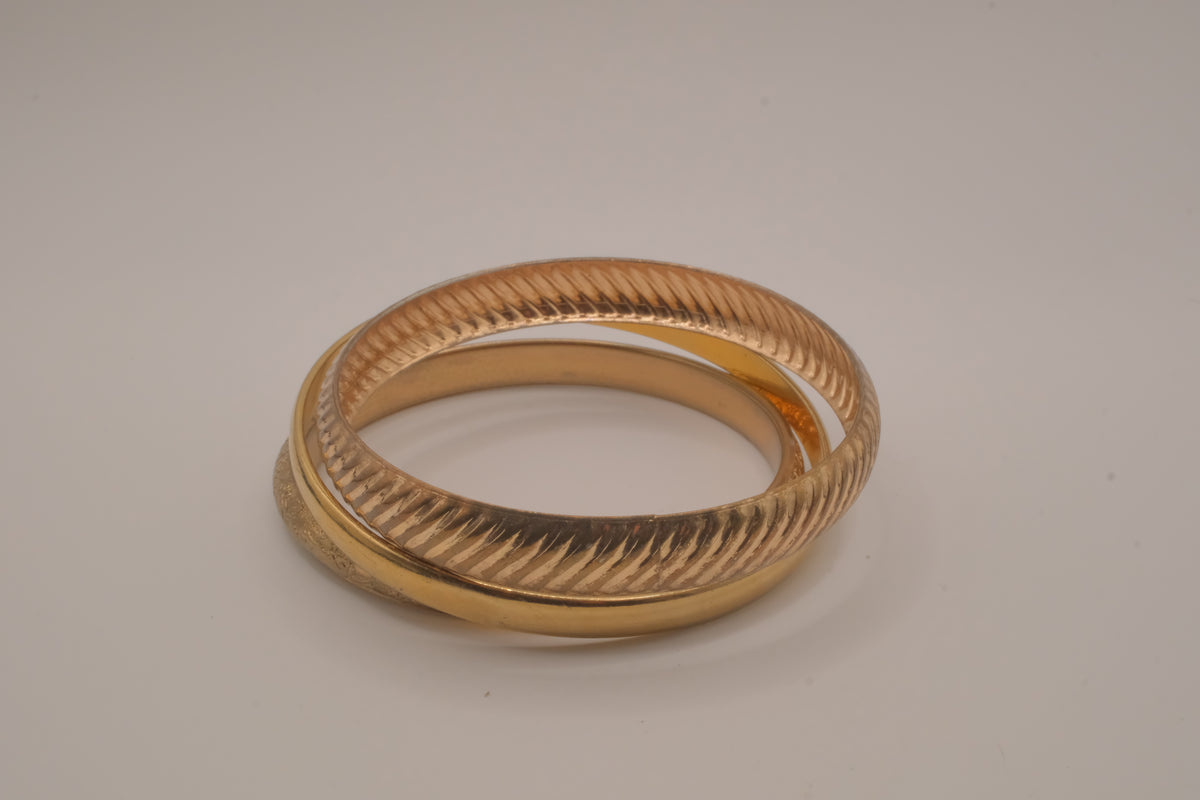 Gold-tone 3 set chunky bracelet stack