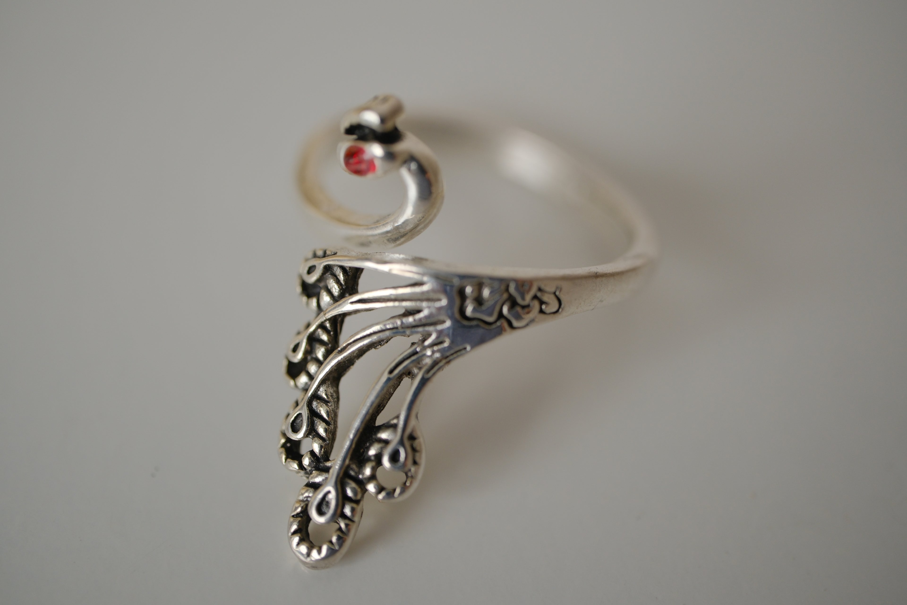 Silver tone Peacock ring