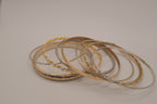 Mixed-metal 9 set stacked bangle bracelets