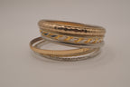 Mixed-metal 9 set stacked bangle bracelets