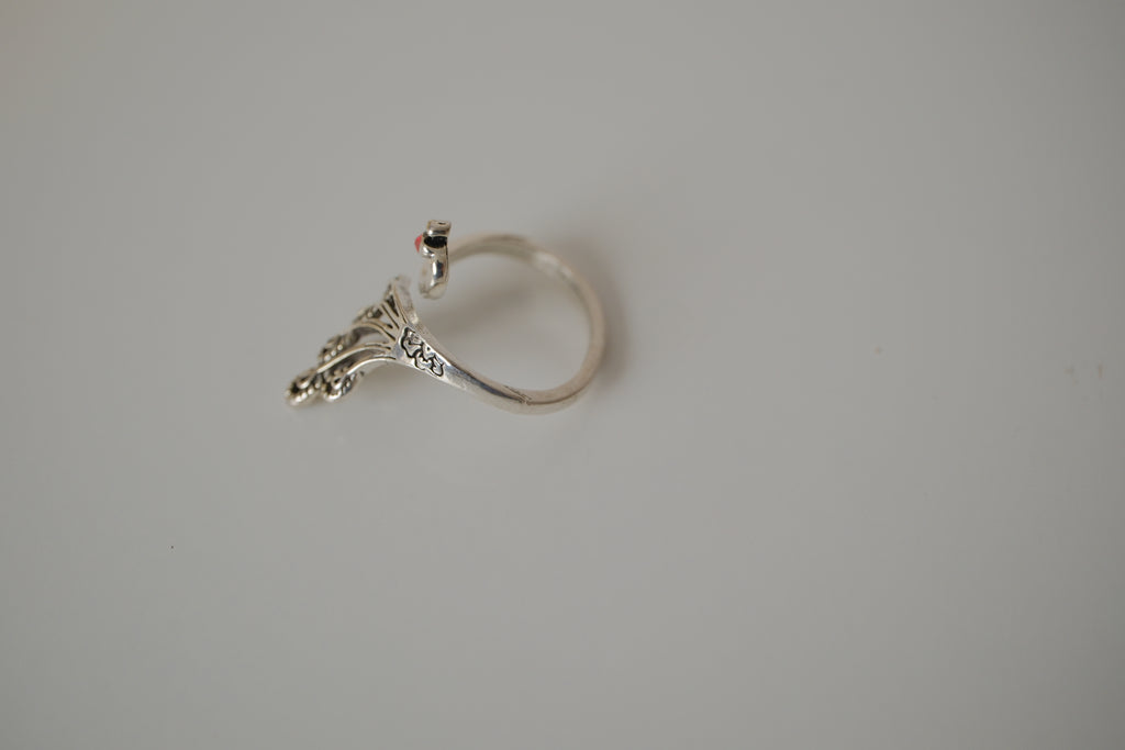 Silver tone Peacock ring