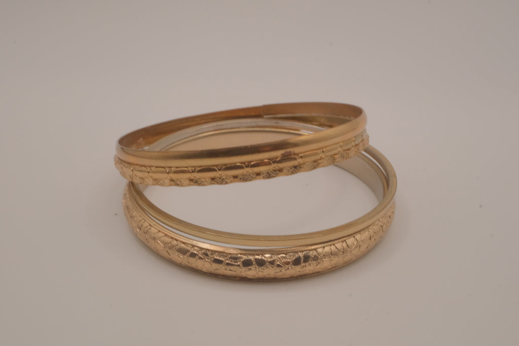 Gold tone 5 set textured stacked bangle bracelets