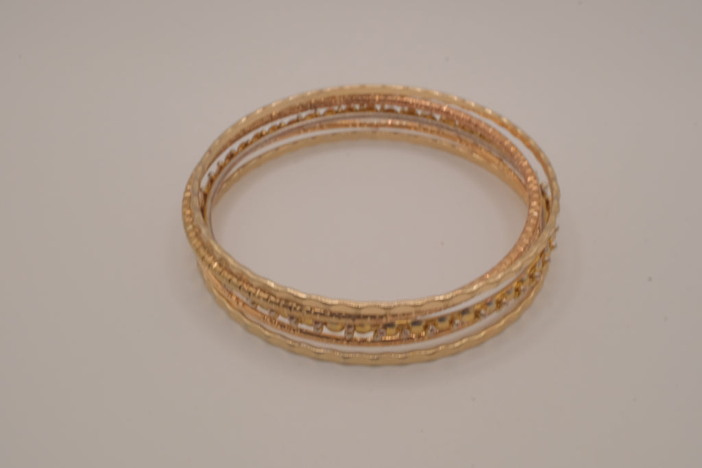 Gold tone 5 set textured stacked bangle bracelets