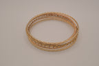 Gold tone 5 set delicate textured stacked bangle bracelets