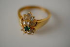 Vintage Gold toned Greena and white stone ring