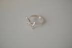 Silver tone delicate butterfly ring