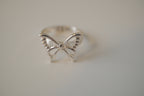 Silver tone delicate butterfly ring