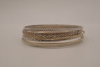 Set of 6 mixed textures layered silver bangle bracelets