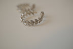 Vintage silver tone leaf hoop earrings