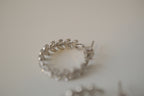Vintage silver tone leaf hoop earrings