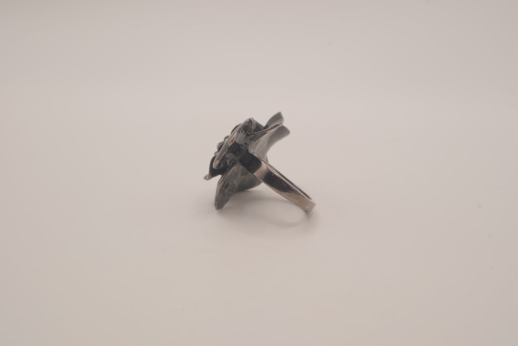 ALDO Black enamel flower statement ring