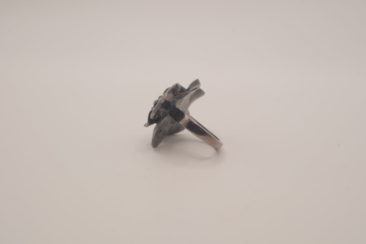 ALDO Black enamel flower statement ring