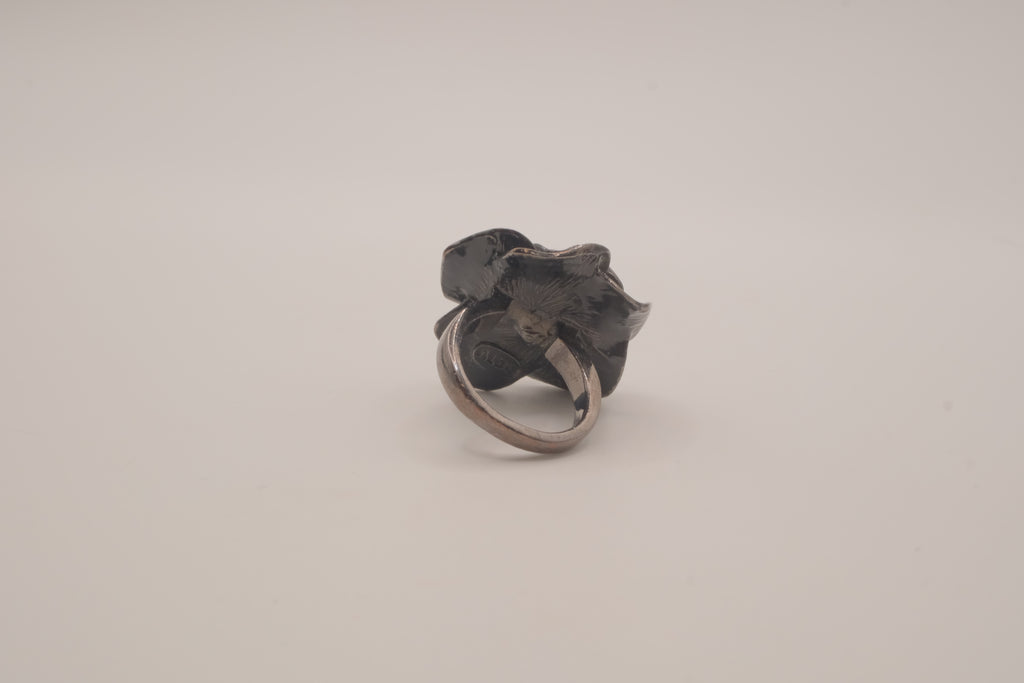 ALDO Black enamel flower statement ring