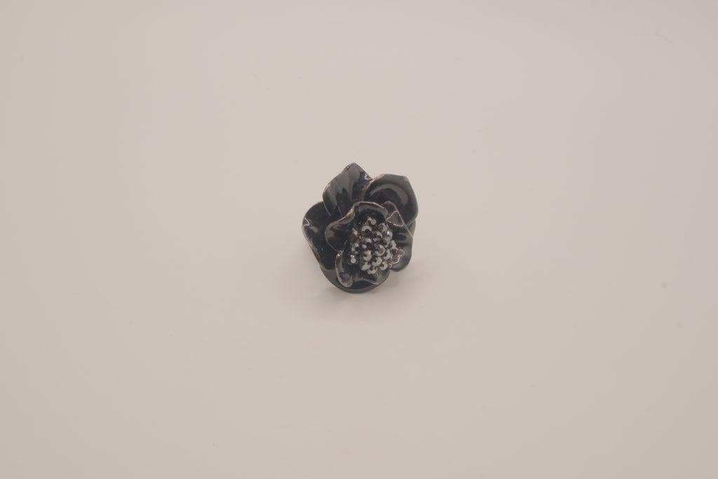ALDO Black enamel flower statement ring