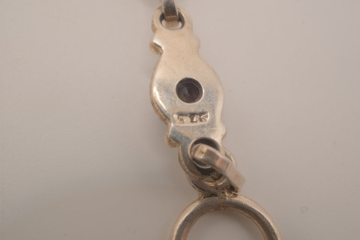 Vintage Sterling silver bezel-set amethyst link bracelet&nbsp;