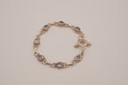Vintage Sterling silver bezel-set amethyst link bracelet&nbsp;