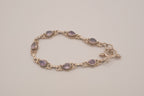 Vintage Sterling silver bezel-set amethyst link bracelet&nbsp;