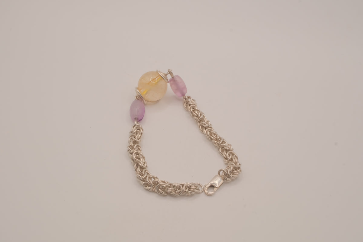 Vintage Sterling silver Byzantine chainmaille bracelet