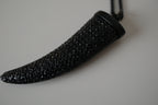 Black pave-encrusted horn/tooth pendant necklace