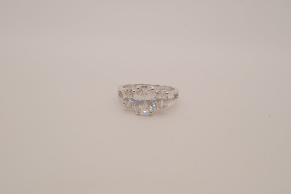 Sterling silver three-stone ring
