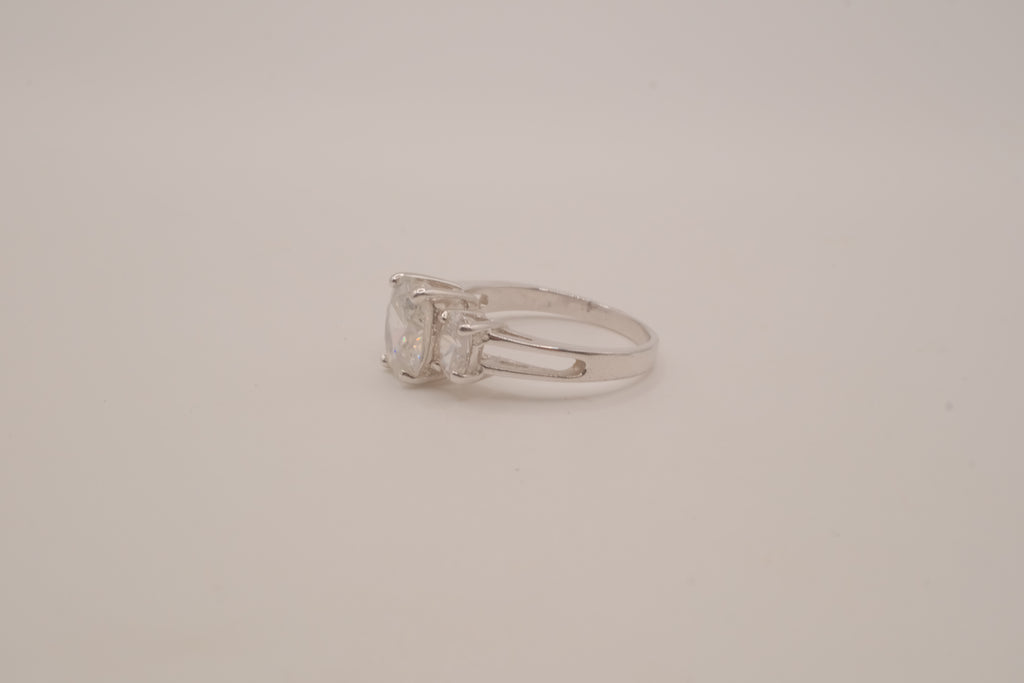 Sterling silver three-stone ring
