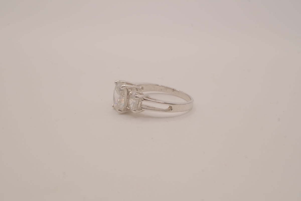 Sterling silver three-stone ring