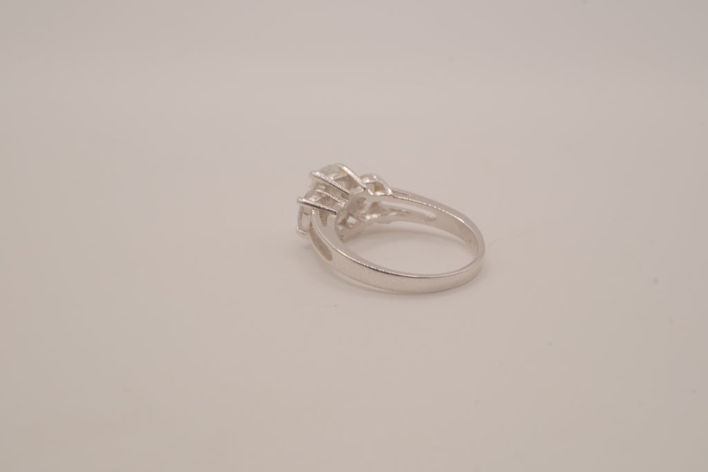Sterling silver three-stone ring