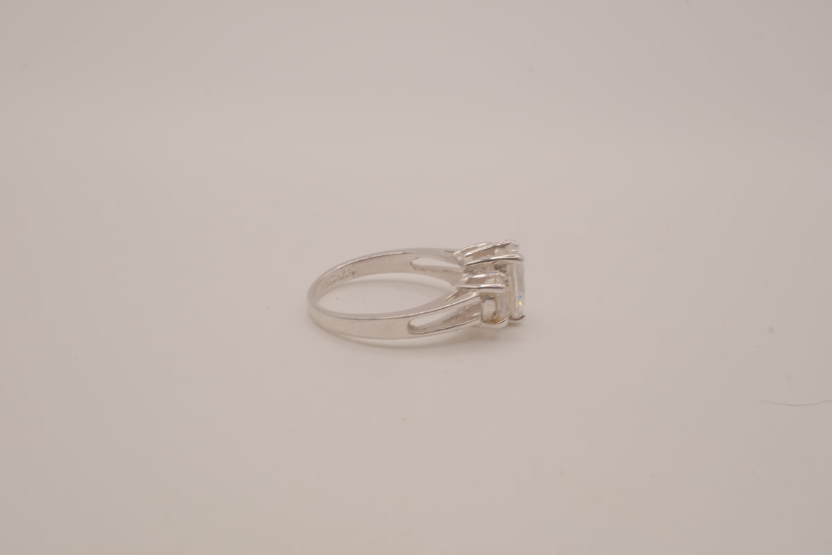 Sterling silver three-stone ring