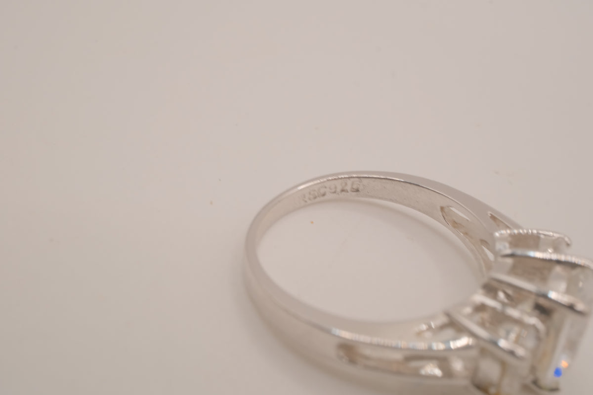 Sterling silver three-stone ring