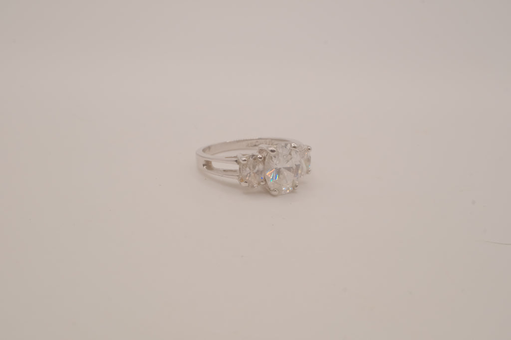 Sterling silver three-stone ring