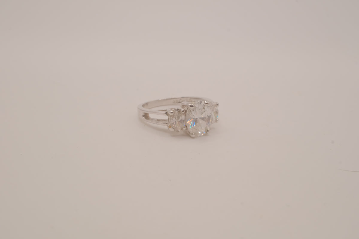 Sterling silver three-stone ring