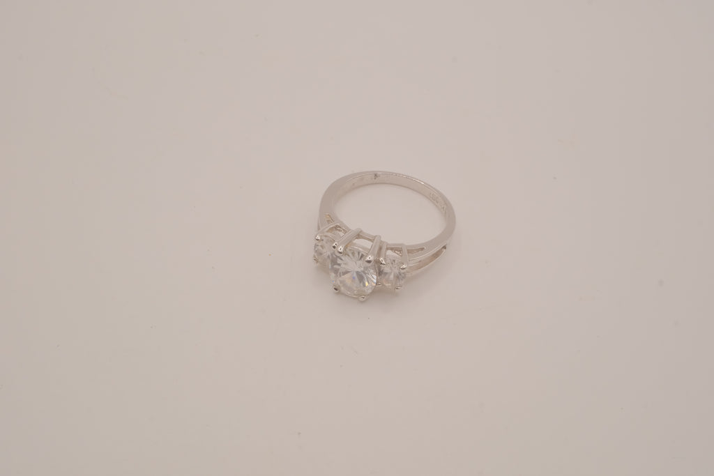 Sterling silver three-stone ring
