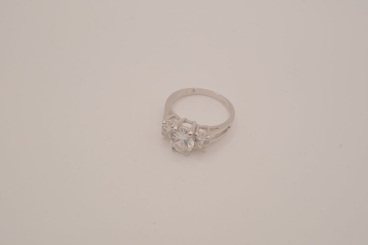Sterling silver three-stone ring